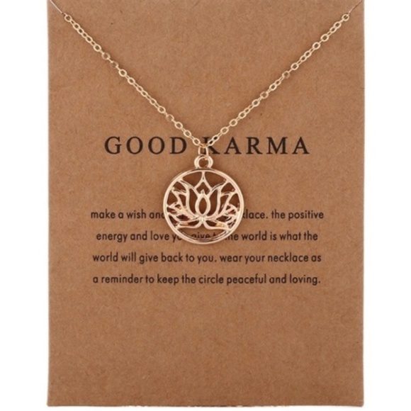 Jewelry - !5 for $25 Gold Color Karma Lotus Pendant Necklace